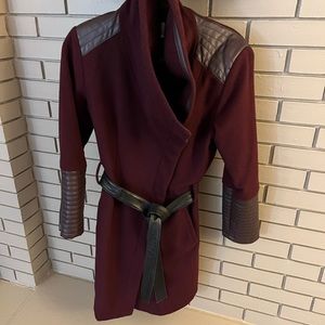 Designer Badgley Mischa wool coat with leather accents